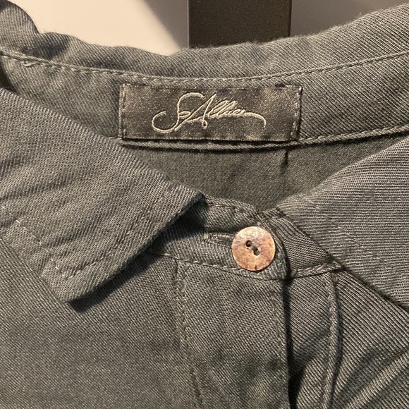 Retro 80s Italian Designer Dark Teal/Green Button down long sleeve shirt. Size S - Picture 2 of 5